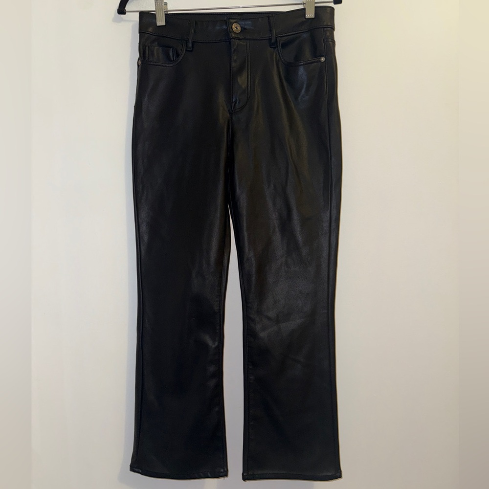 🖤 ZARA Faux Leather Straight Pants | Size 4 | Black Vegan Leather - Picture 5 of 12